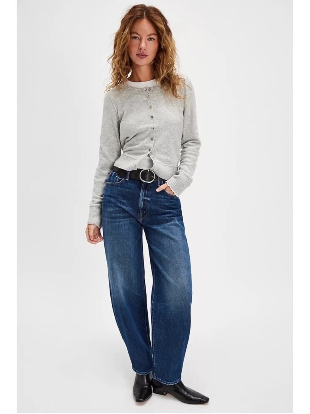 NWT Mother Fangirl Flood Dark Wash Barrel Leg Jeans in Yeehaw Dark Wash Size 28